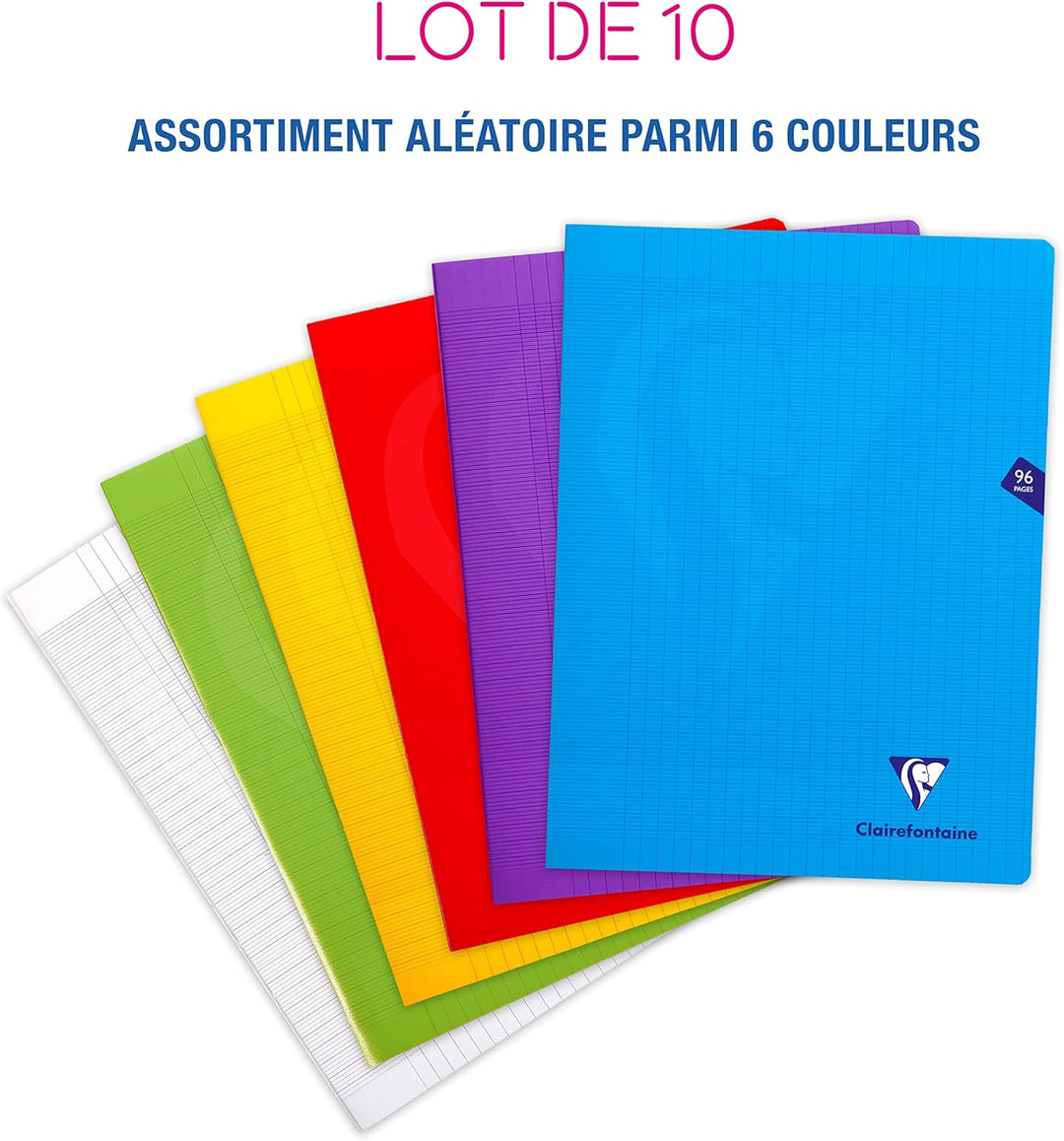 Clairefontaine 303361C - Packung mit 10 Heften Mimesys, DIN A4+, 24x32 cm, 48 Blatt 90g, französisch