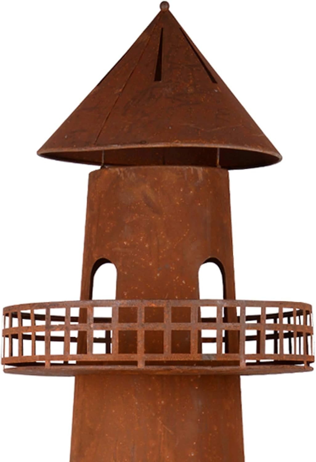 UNUS Gartenkamin Leuchtturm aus Edelrost als Feuerschale für den Garten 131 cm