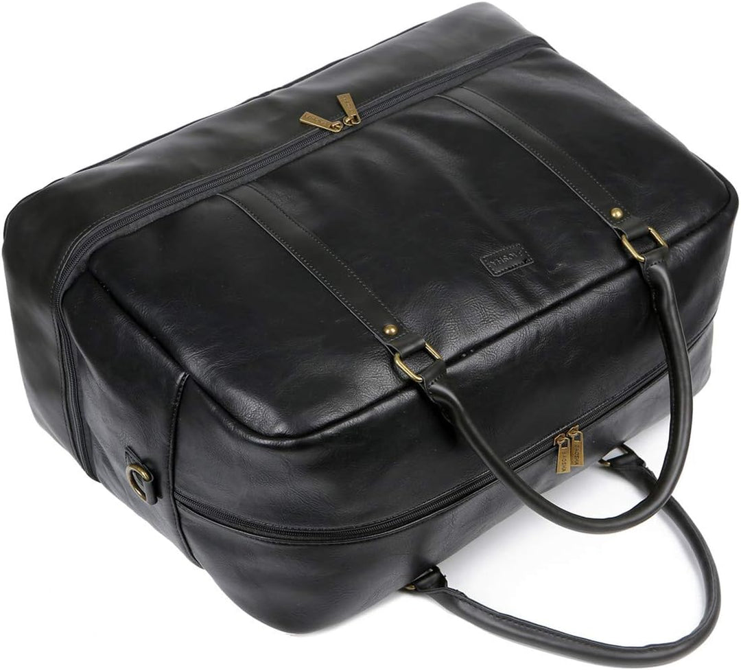 BAOSHA Gross Leder Reisetasche Handgepäck Travel Duffel Carry On Bag Weekender Tasche mit Schuhfach