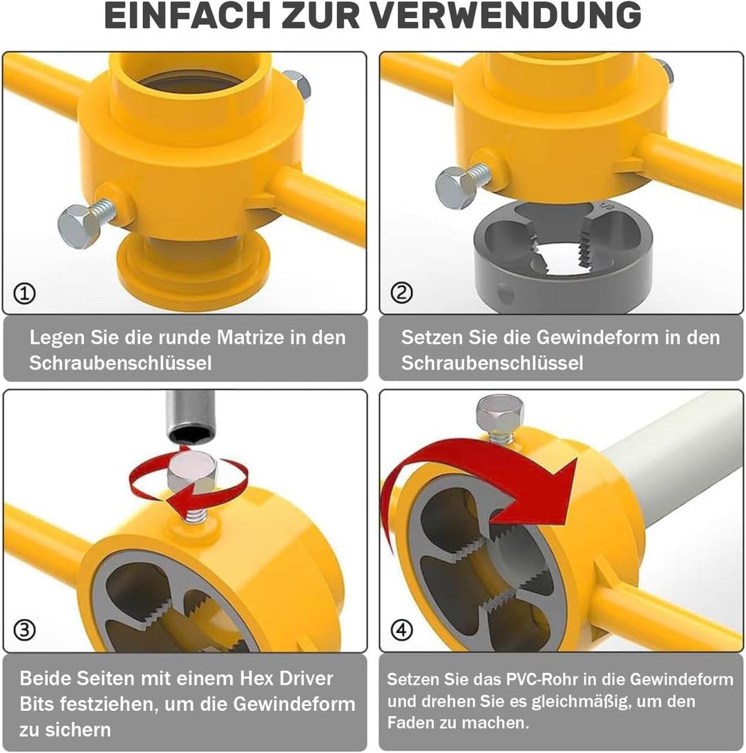 1/2 Zoll Schneideisen, Gewindeschneider für 1/2 Zoll, PVC Drahtmacherwerkzeuge, 3/4 Zoll und 1 Zoll,