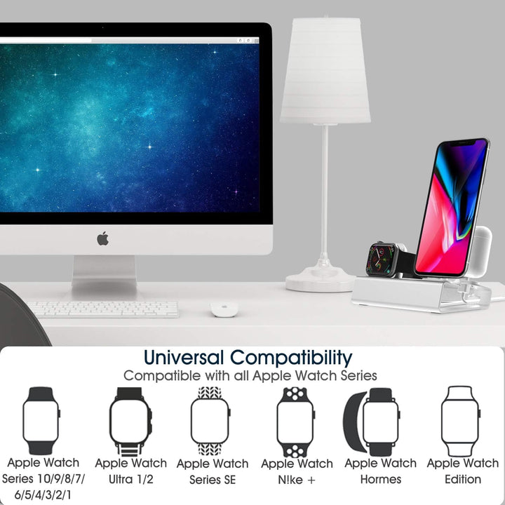 Ladestation für Apple Watch und iPhone Airpods, 3 in 1 Aluminum Docking Station Halterung iWatch Stä