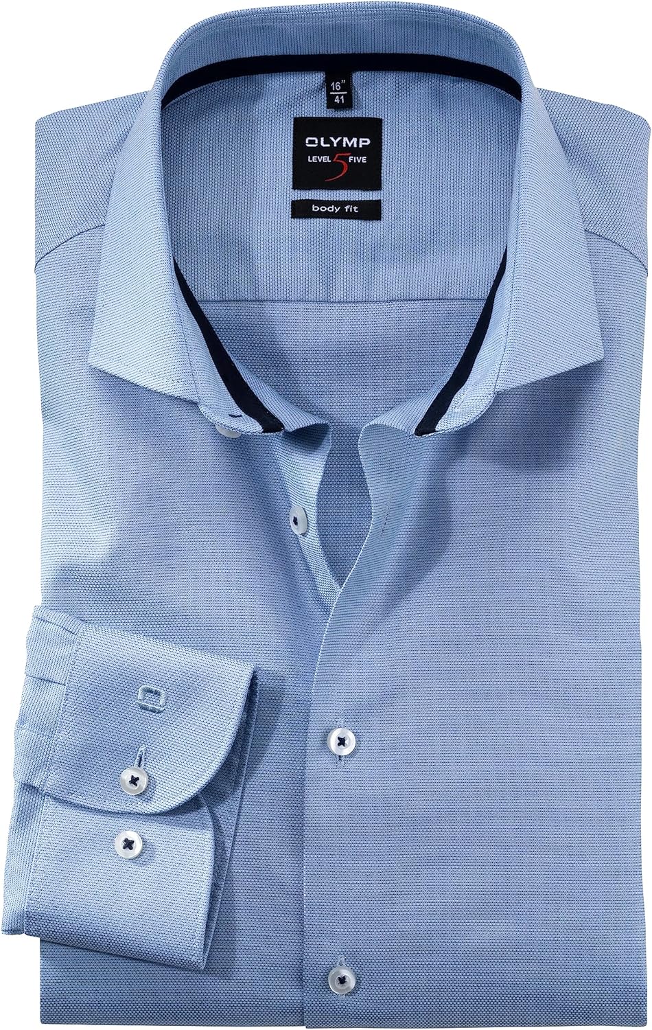 OLYMP Herren Businesshemd Langarm Level Five,Einfarbig,Body fit,Modern Kent 46 Bleu 11, 46 Bleu 11