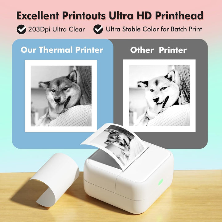 Bisofice S1 Mini Drucker für Smartphone mit 11 Rollen Druckerpapier, Sticker Drucker Mini Drucker Au