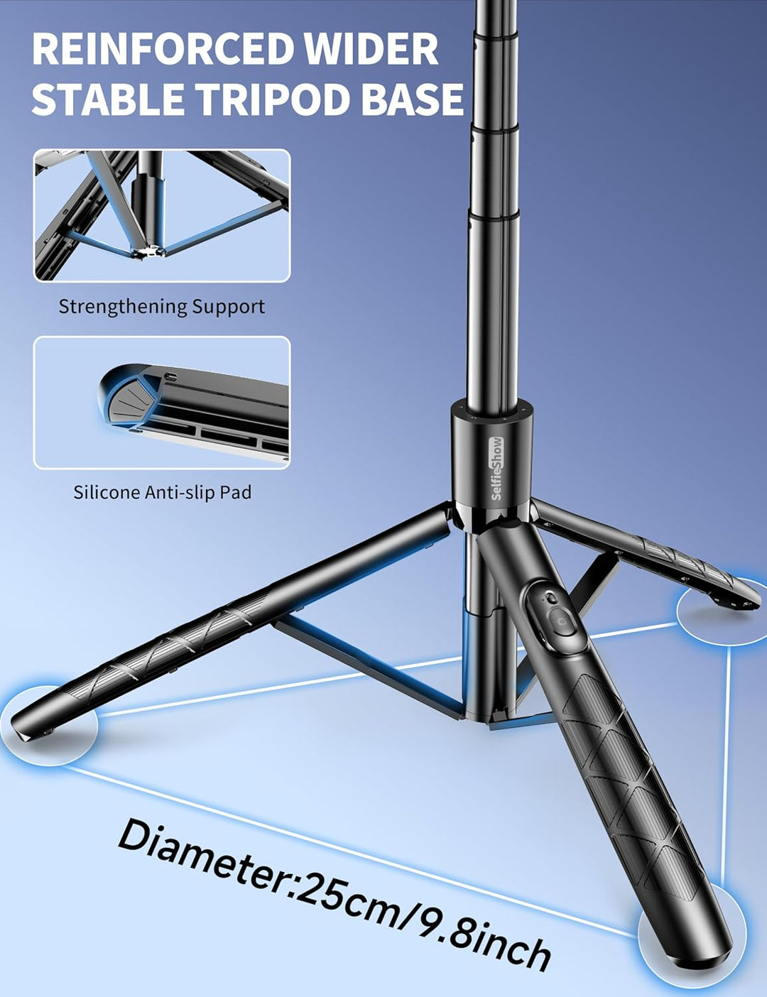 179cm Handy Stativ für Smartphone, Stabil und Tragbar Aluminium Selfie Stick Stativ, Handystativhalt