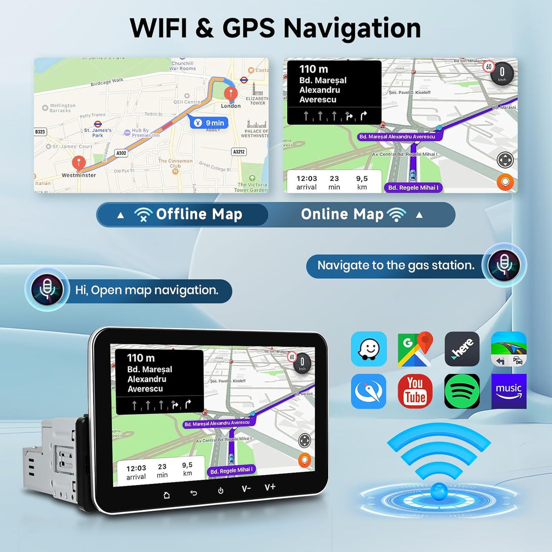 Hodozzy Android Autoradio 1 Din mit Wireless Carplay Android Auto, 7 Zoll Touchscreen Autoradio 1 Di