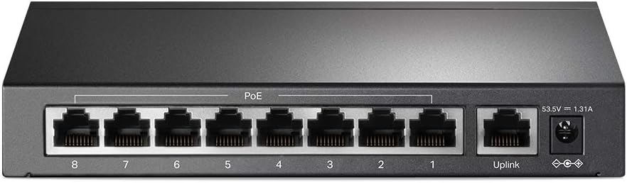 TP-Link TL-SF1009P 9-Port Fast Ethernet PoE Switch mit 8 PoE+ Ports(65 Watt, geschirmte RJ-45 Ports,