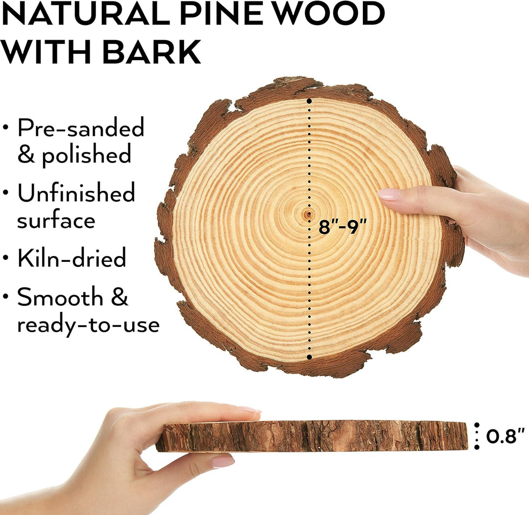 Arteza Holzscheiben, 8 Stück, 20-22.8 cm Durchmesser, 2 cm Dicke, runde Holzscheiben für Handwerk, T