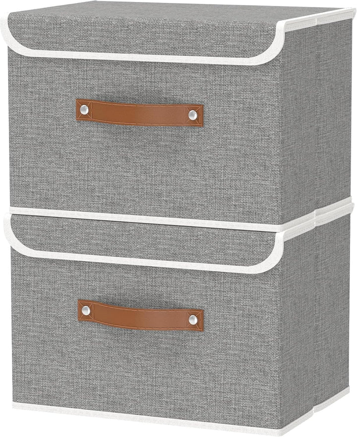 OUTBROS 2 Stück Aufbewahrungsboxen mit Deckel, 45 x 30 x 30 cm, faltbare Stoffboxen, Aufbewahrungskö