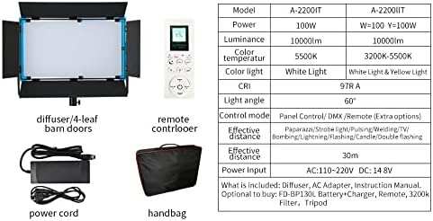 Yidoblo A-2200IIT LED Video Panel Ultra Helle Bi-Color 100W, 10 Beleuchtungseffekte, 3200K-5500K Hig