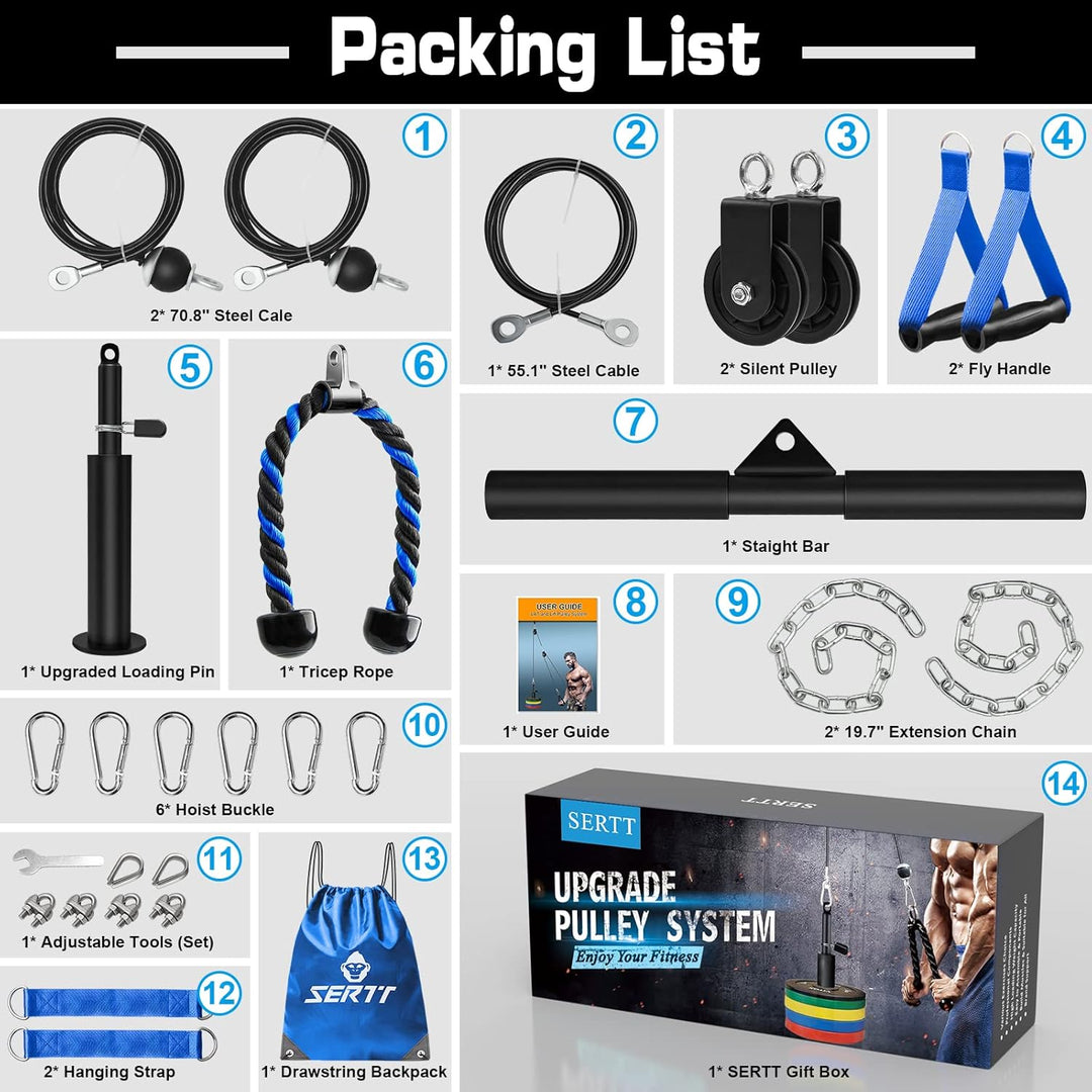 SERTT Gewicht Seilzug Fitness Gym, Verbesserte Kabelzug Fitness Latzug Gym Fitnessgeräte für LAT Pul