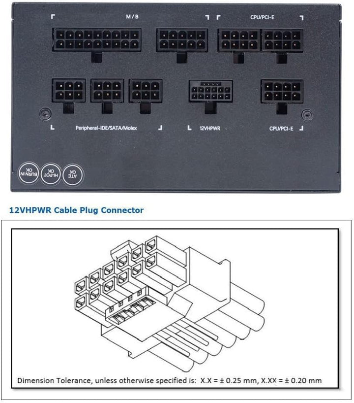cablecc 12VHPWR ATX3.0 PCI-E 5.0 Power Modular Kabel Stecker zur weiblichen Verlängerung nach Oben a