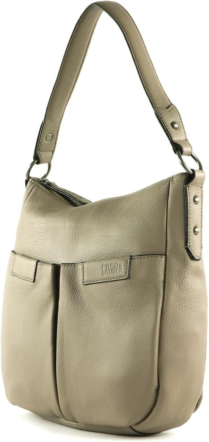 FREDsBRUDER Crilly Schultertasche Leder 28 cm Greige, Greige