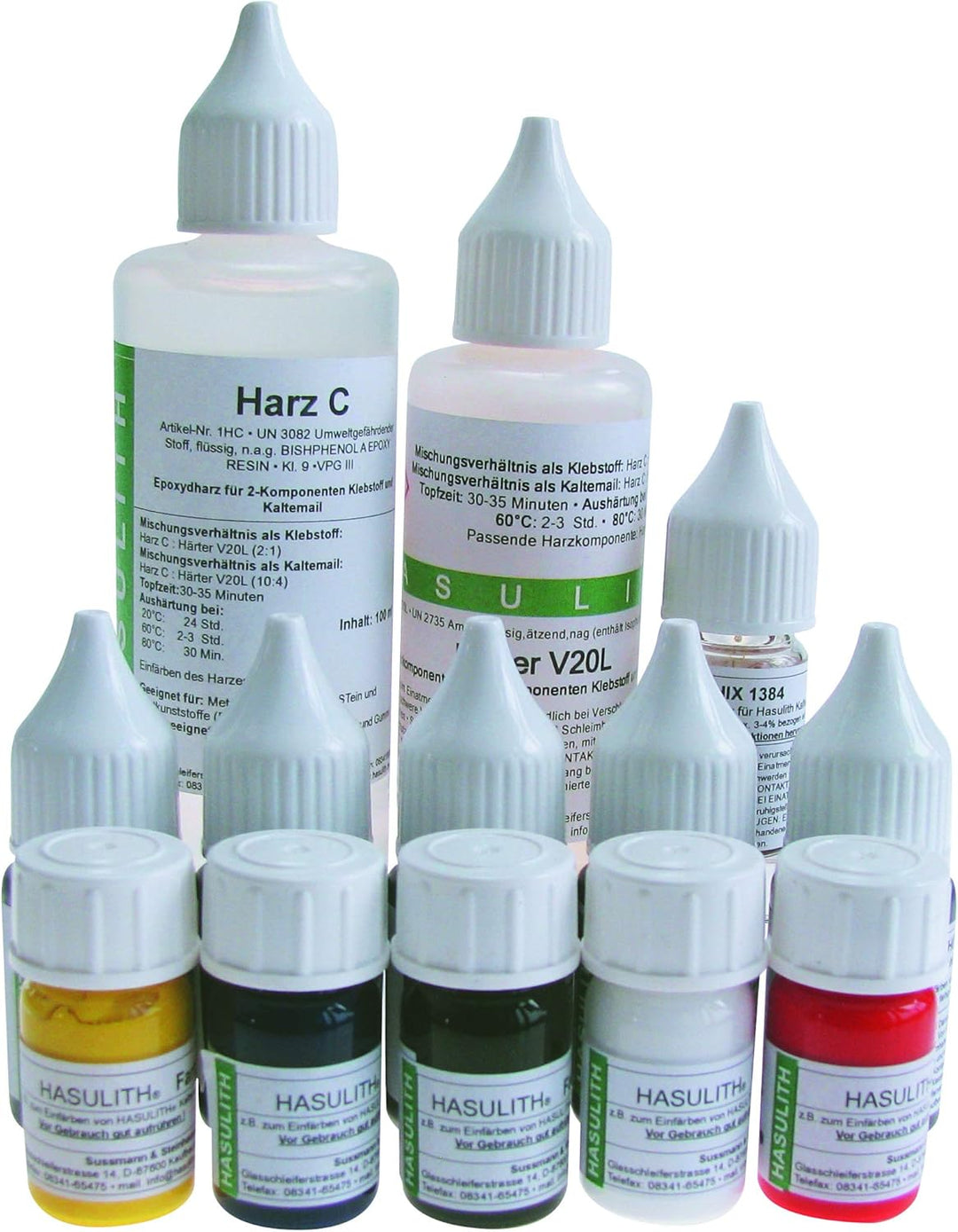 HASULITH Kaltemail, Kaltglasur, Komplett-Set, für transparente und opake Einfärbungen bzw. Beschicht