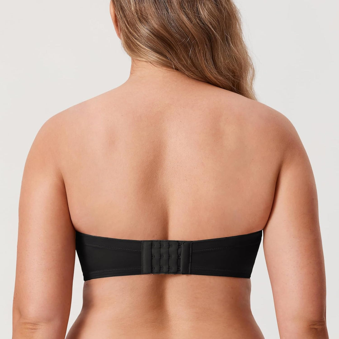 DELIMIRA Damen Trägerloser BH - Bügel,weichen Cups,abnehmbare Trägern 80G Schwarz, 80G Schwarz