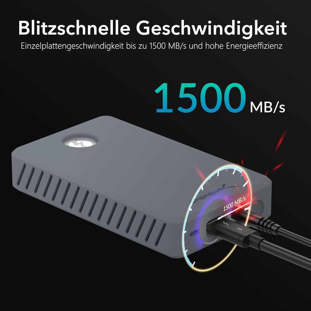 SABRENT SSD M.2 Gehäuse Dual Bay, 1500Mbps Thunderbolt 3 Docking Station USB C fur Aluminium Externe
