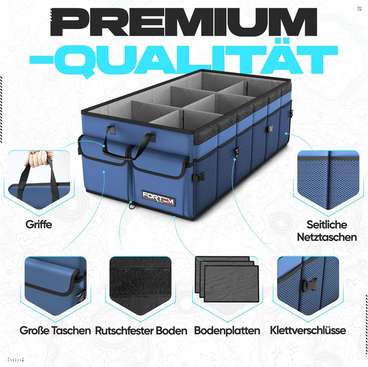 FORTEM Kofferraum Organizer, Kofferraumtasche, Zusammenklappbarer Auto Organizer Kofferraum mit Fäch