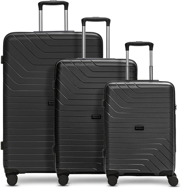 REDOLZ Hartschalen Koffer-Set 3-teilig | aus hochwertigem, leichtem Polypropylen Material | 4 Doppel