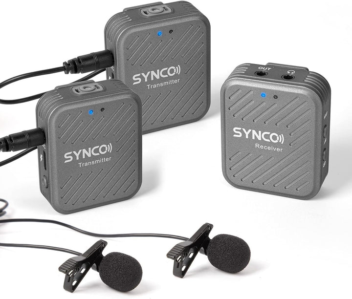 SYNCO Lavalier Funkmikrofon G1(A2), 2,4GHz Kabellos Ansteckmikrofon System, Wireless Microphone Mics
