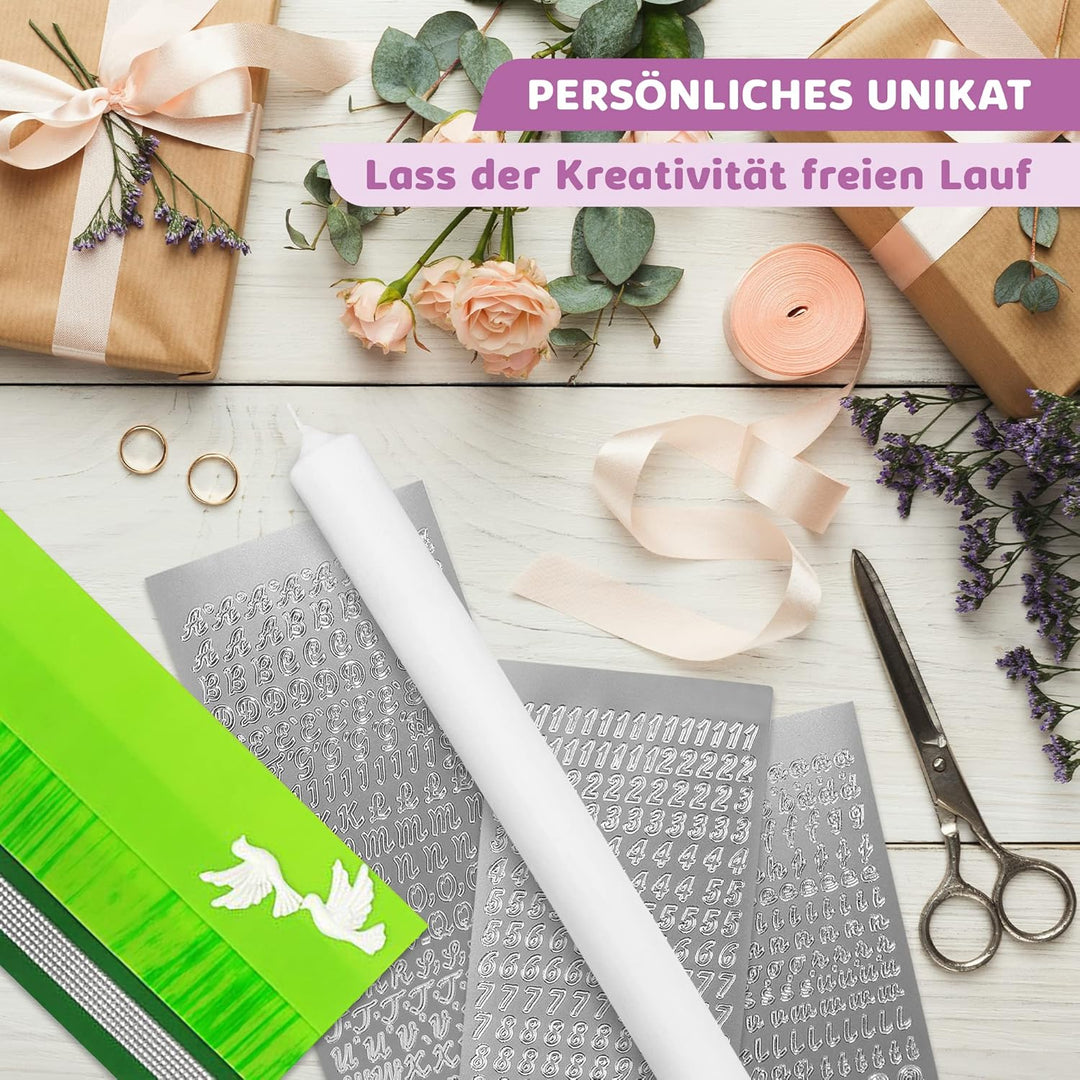 WIKAKERZEN Kerze für Taufe, Hochzeit oder Kommunion - Personalisierbar mit Buchstaben, Wachsplatten