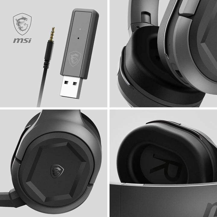 MSI IMMERSE GH50 Wireless Gaming Headset - Kabelose Kopfhörer, 50-mm-Neodym-Treiber mit Bassverstärk