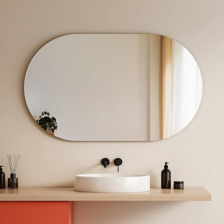 EMKE Spiegel Oval 60 x 100 cm Ovaler Wandspiegel Sicherheit Explosionsgeschützte Spiegel Horizontal/