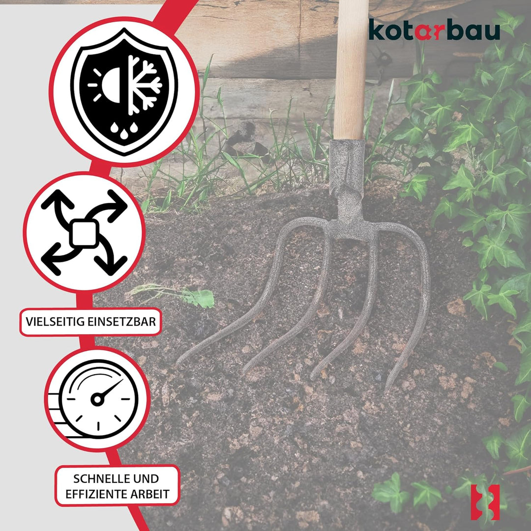 KOTARBAU® Dunghacke Forke 4 Zinken Heugabel Mistgabel Mistforke Gartengabel Gartenforke Dunggabel Sp