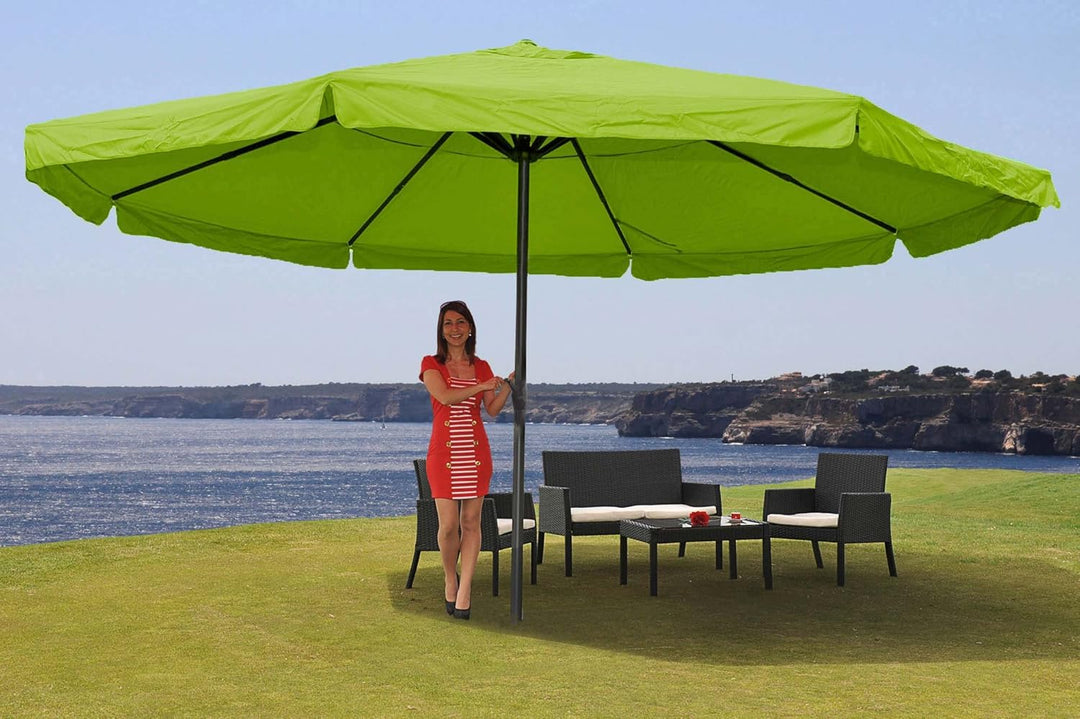 Sonnenschirm Meran Pro, Gastronomie Marktschirm mit Volant Ø 5m Polyester/Alu 28kg ohne Ständer grün
