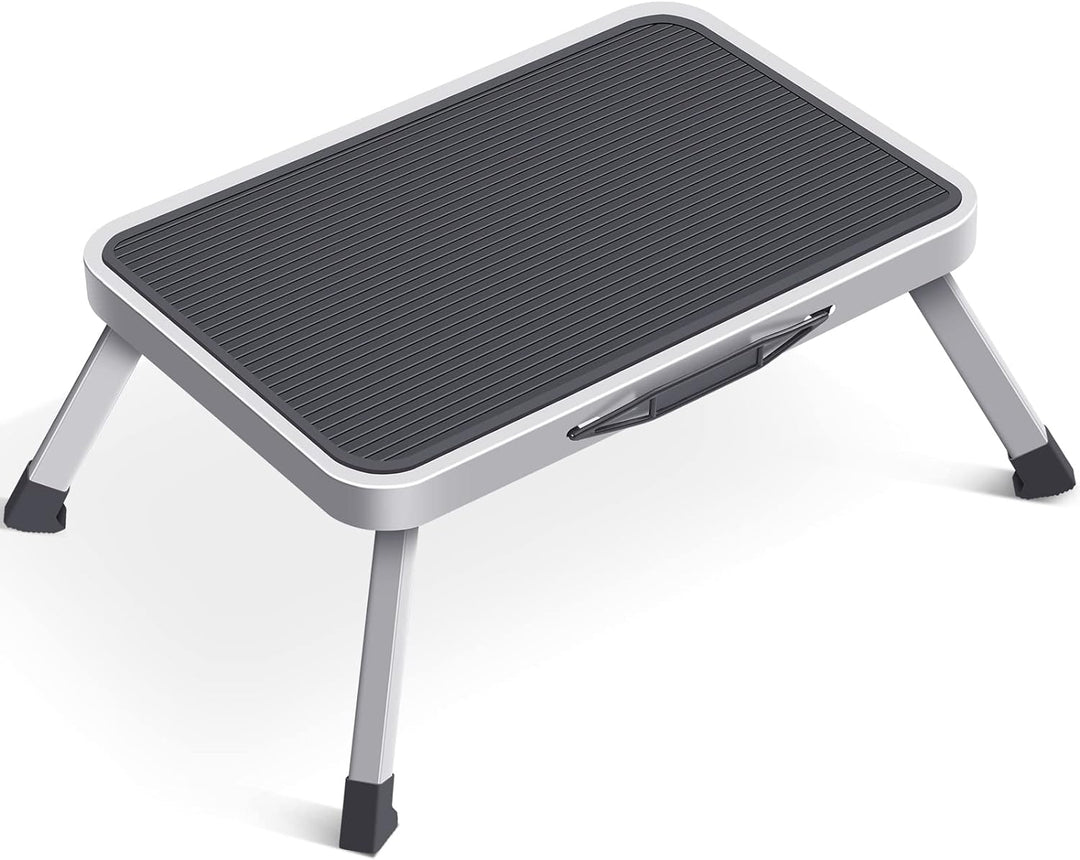 KINGRACK Tritthocker, Trittstuhl, zusammenklappbar, einstufige Leiter mit Rutschfester Gummimatte, L