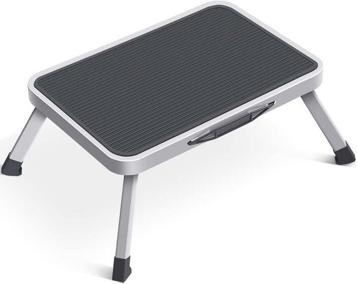 KINGRACK Tritthocker, Trittstuhl, zusammenklappbar, einstufige Leiter mit Rutschfester Gummimatte, L