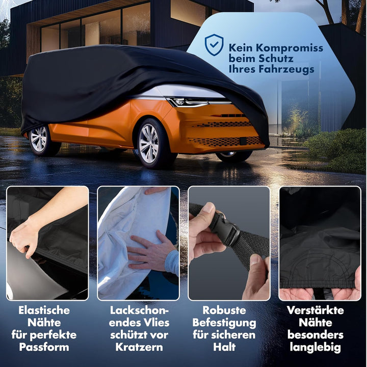 WALSER Abdeckplane Auto All Weather, Abdeckplane wasserdicht Grösse 13 schwarz, 100% wetterfeste Tra