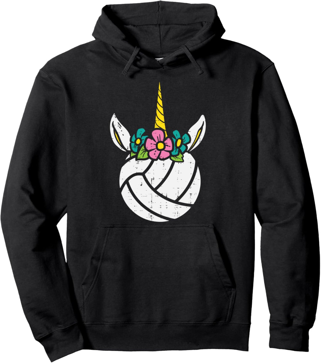 Einhorn-Kopf-Volleyball, süsser Sportspieler, Damen, Mädchen, Kinder Pullover Hoodie