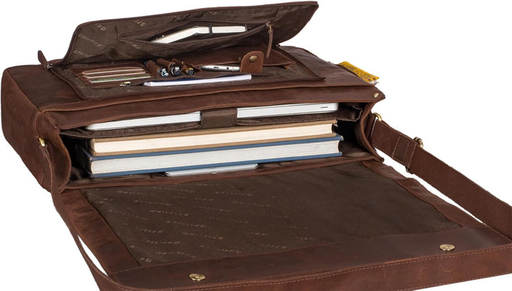 STILORD 'Maximus' XXL Ledertasche riesige Umhängetasche Unitasche 17 18 19 21 Zoll Laptop Aktentasch