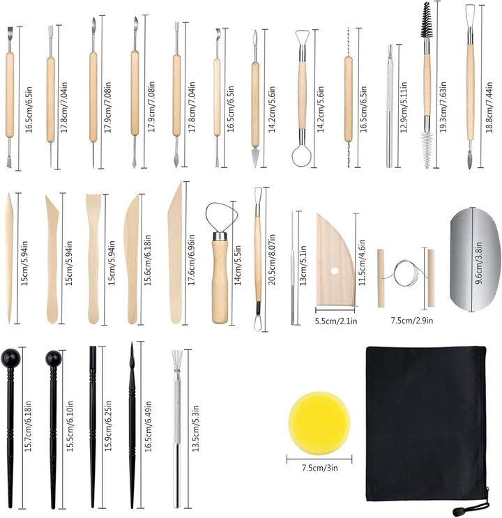 xiaowanwan 30 Stück Modellierwerkzeug Ton,Töpferwerkzeug Set,Sculpting Keramik Clay Tools,Polymer Cl