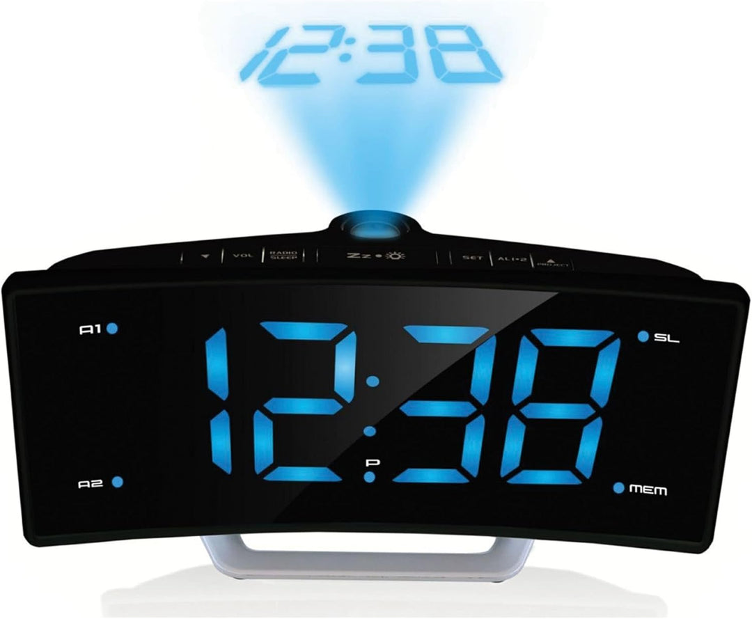 ROXX Radiowecker UKW Radio mit Projektion Jumbo Display 2 Weckzeiten Uhrenradio CR302P