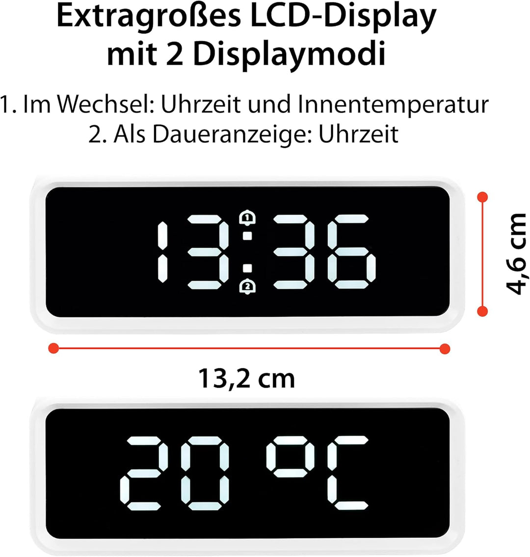 ADE CK2010 digitaler Wecker, kabelloses induktives Laden QI Smartphone 10W, mit Ladestation Wireless