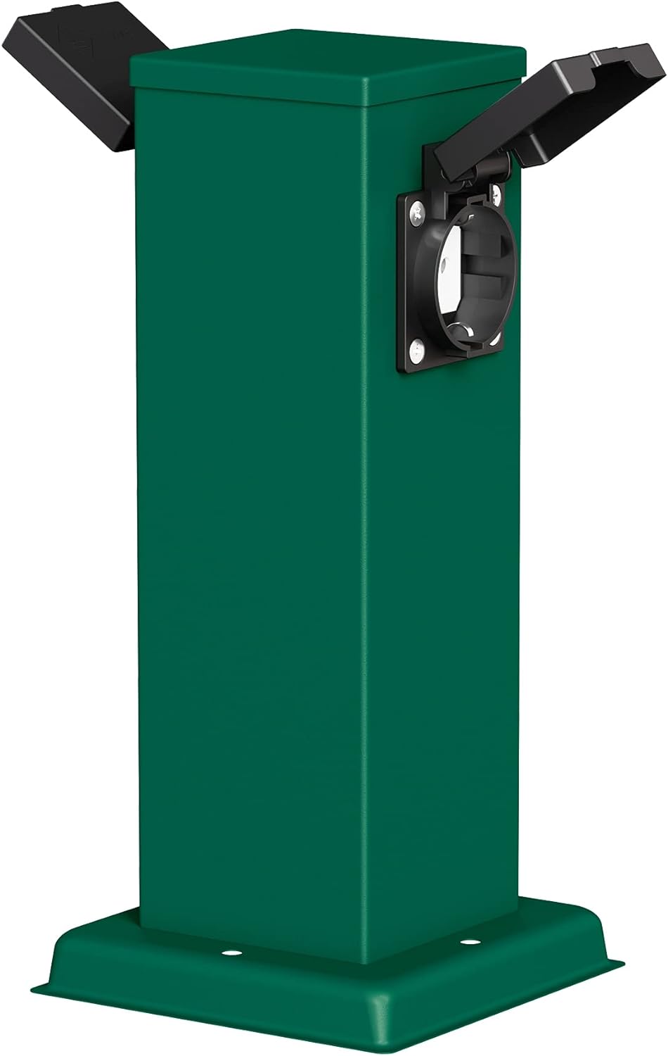 ledscom.de Garten Steckdosensäule Polly, Outdoor, IP44, 2-Fach, grün, eckig, 27 cm, 2 STK.