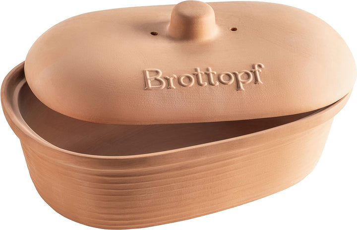 MÄSER 931996 Serie Ceramica Brottopf oval aus Naturton - Praktische Brotaufbewahrung - Brotbehälter