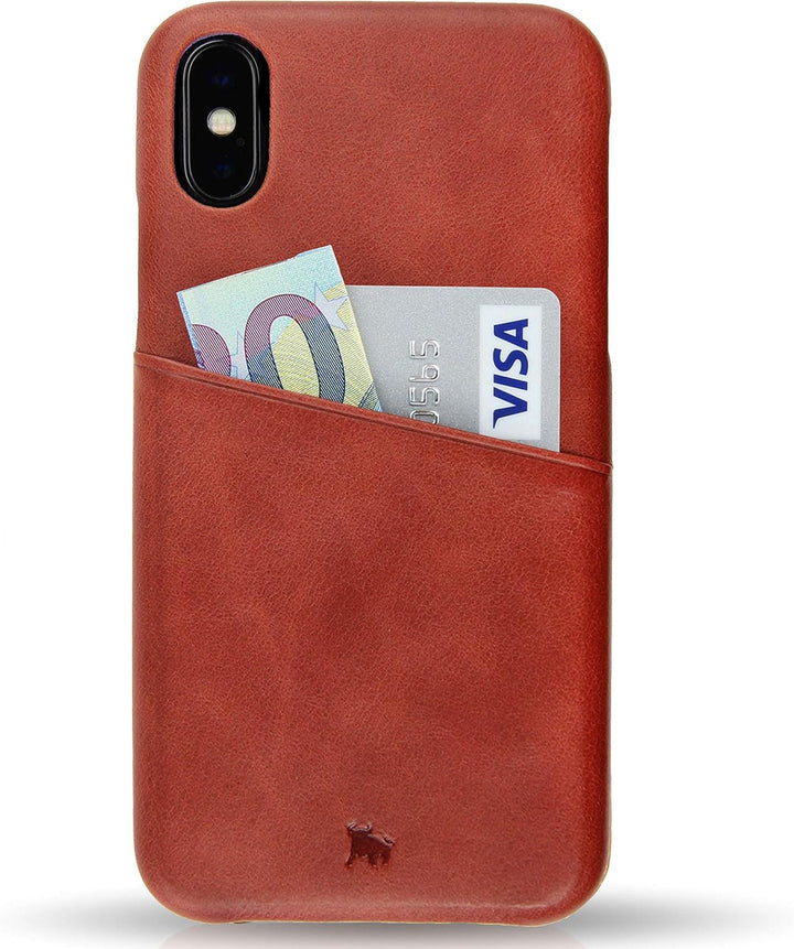 BULLAZO Menor Urban, Edle Hülle aus Leder mit Kartenfach, Kompatibel mit iPhone X 10 XS 10S, Koralle