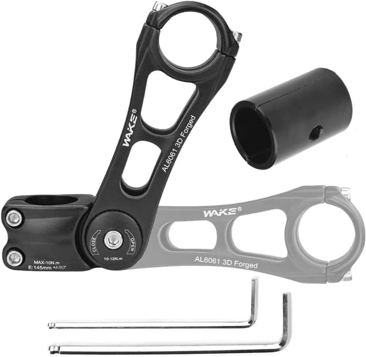 BESNIN Einstellbarer Fahrradstiel 0-90 Grad Universal 25.4mm 31.8mm für Lenker 110mm/145mm Vorbau, E