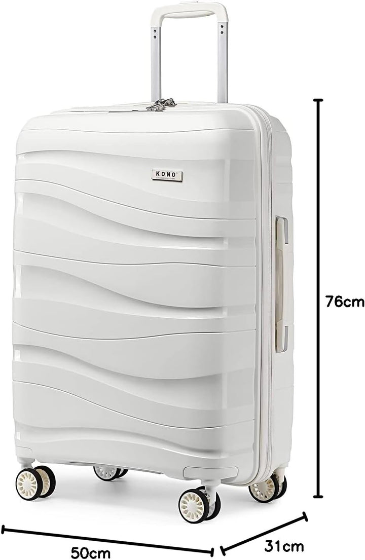 KONO Koffer Gross Leicht Hartschalenkoffer Trolley Reisekoffer mit 4 Rollen und TSA Schloss, 76x50x3