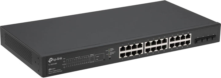 TP-Link TL-SG2428P 24-Port Gigabit Managed PoE Switch mit 4 SFP-Slots (250 Watt, Zentrales Cloud-Man