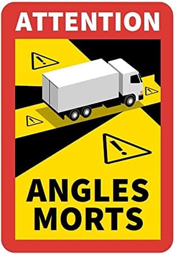 12 Stück Attention Angles Morts Magnetschilder 25 x 17 cm Magnet für LKW und Wohnwagen Warntafel Hin