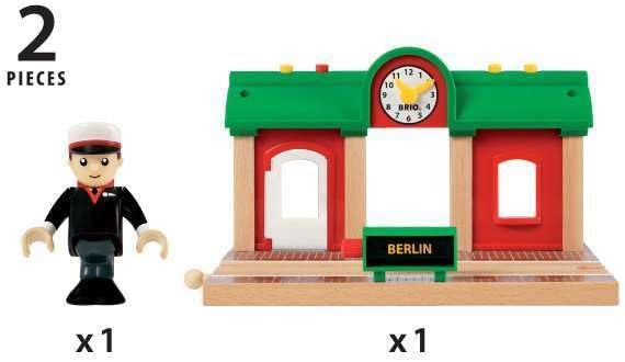 BRIO World 33578 Sprechender Bahnhof Eisenbahn Zubehör mit Aufnahmefunktion - Kleinkinderspielzeug e