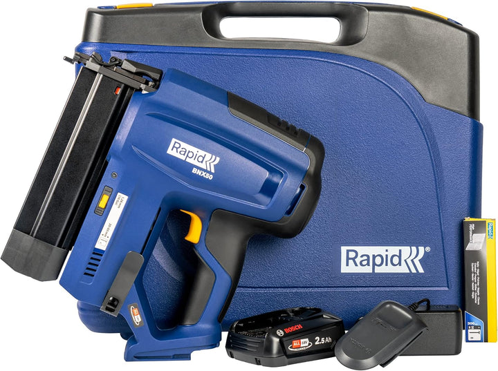 Rapid BNX50 18V P4A Akku-Nagler-Set, Kabelloser Akku-Nagler, verstellbare Einschlagtiefe, für Sockel