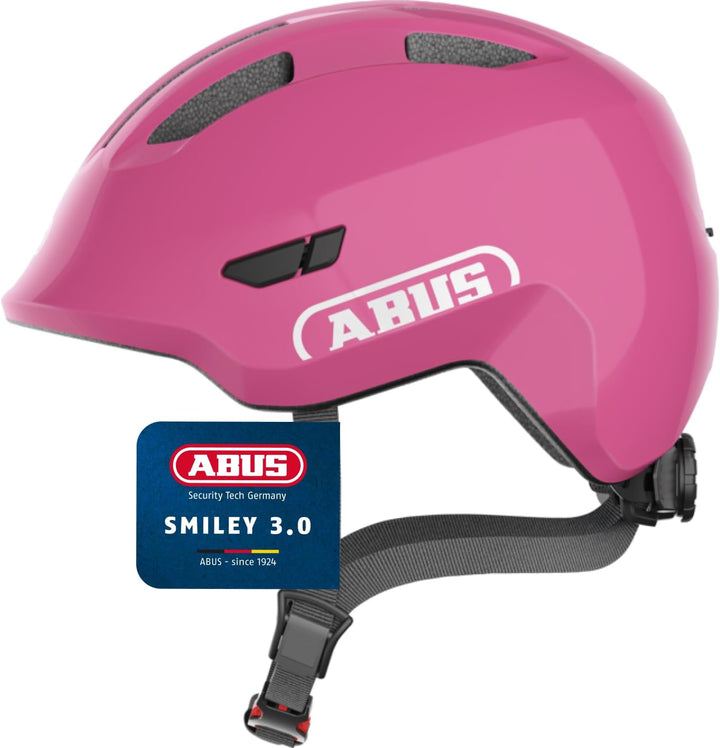 ABUS Kinderhelm Smiley 3.0 - Fahrradhelm mit tiefer Passform, kindergerechten Designs & Platz für ei