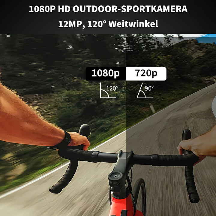 Tiantianle Action Cam,Helmkamera Fahrrad WiFi,Action Cam Motorrad,Wasserdicht Sport Kamera,1080P HD