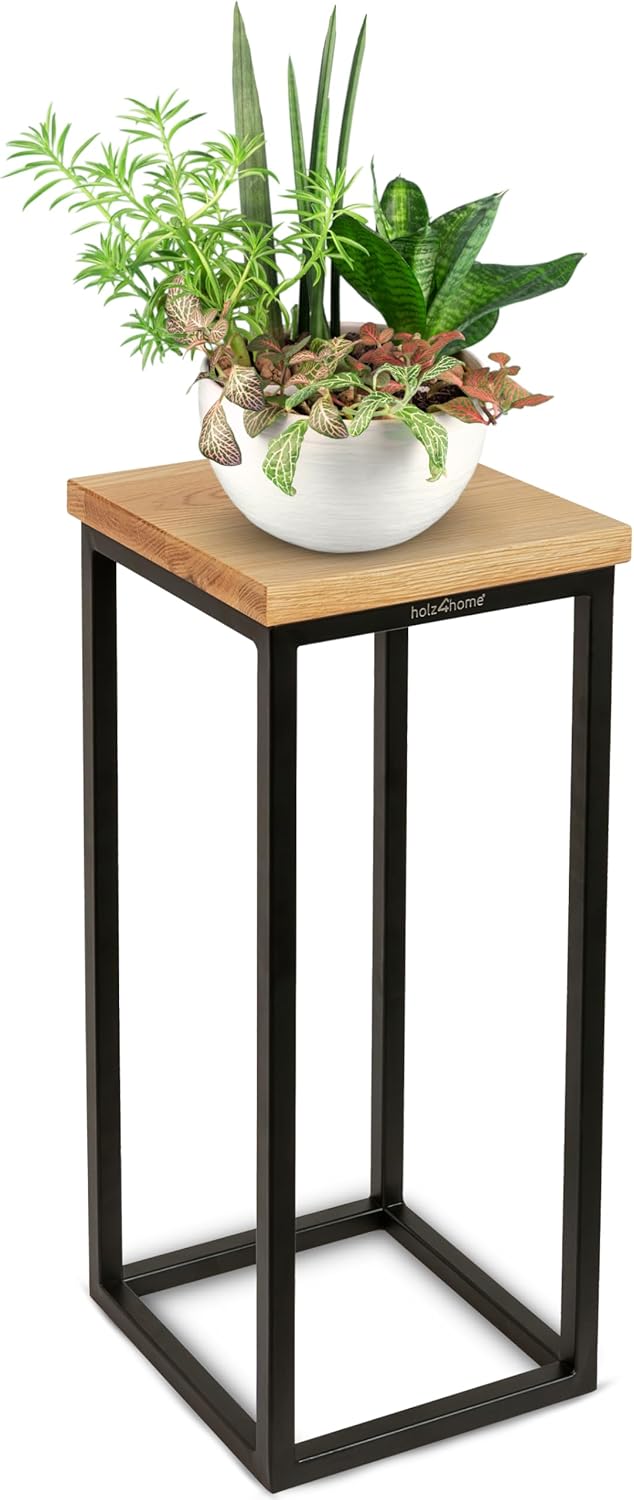 holz4home® Dekoständer aus massiv Eichenholz I Blumenständer Natur Geölt I Höhe: 50 cm I Dekosäule m