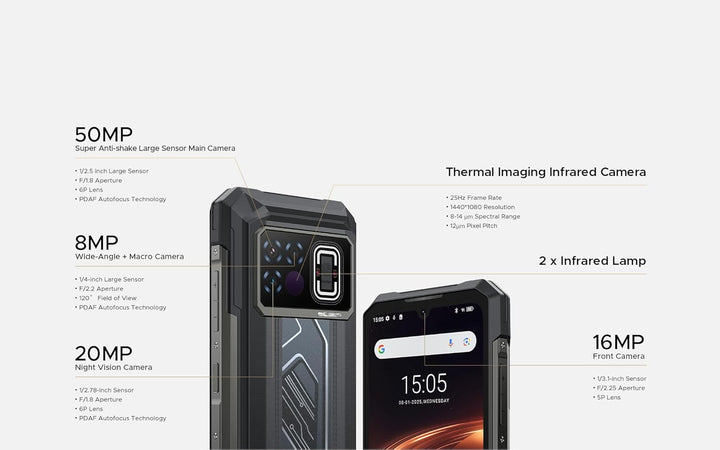 DOOGEE Fire 6 Max 5G Thermal Imaging Smartphone ohne Vertrag, 6.72" FHD+ Octa Core 20GB + 256GB, 208