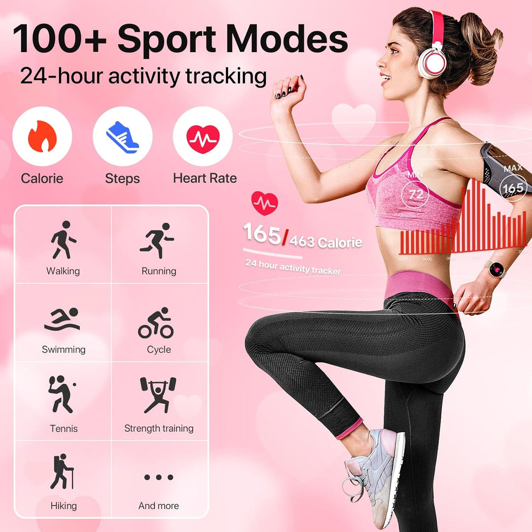 Nendefin Smartwatch Damen,1,39 Zoll runde Armbanduhr mit Telefonfunktion und Whatsapp Sprachassisten