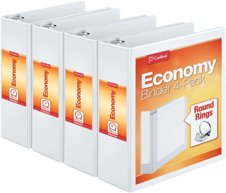 Cardinal Economy 3-Ringbuch, 7,6 cm, Präsentationsansicht, weiss, hält 625 Blatt, antihaftbeschichte